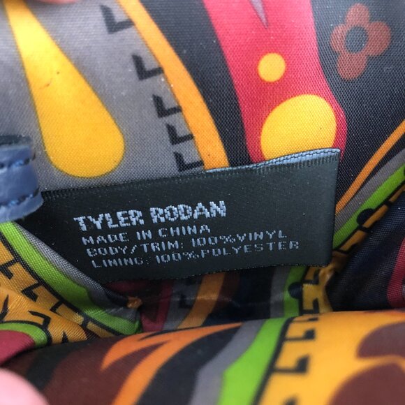 Tyler Rodan Round Navy Blue Faux Leather Zippered Coin Pouch with Unicorn Charm - Picture 7 of 15